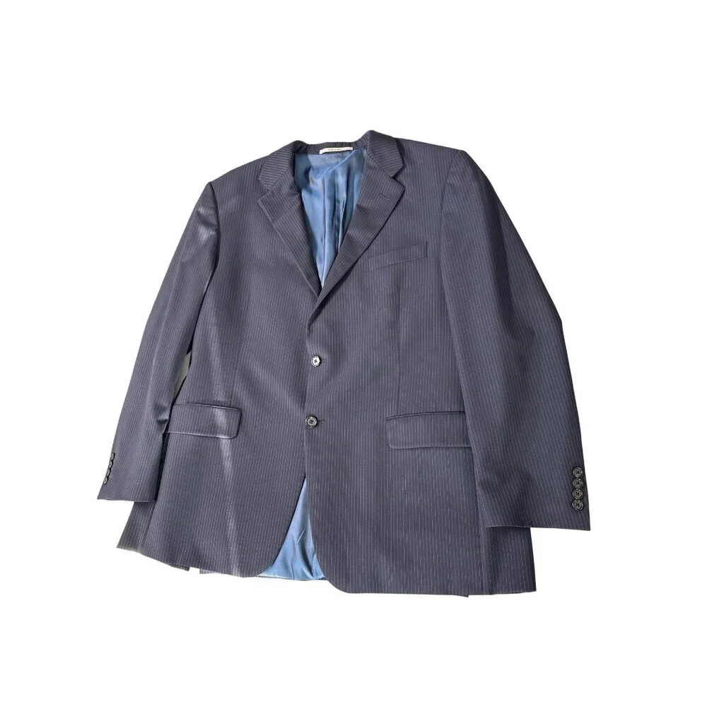 Hickey Freeman Single Breasted Pinstripe Suit Jacket~Size 48R~Blue L9 27
